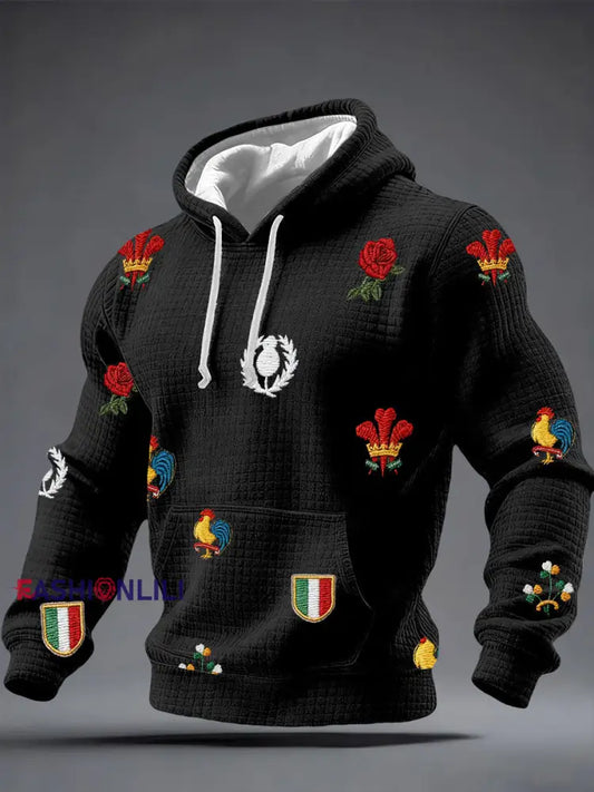 Men’s 6 Nations Rugby Lover Printed Hoodie Black / S