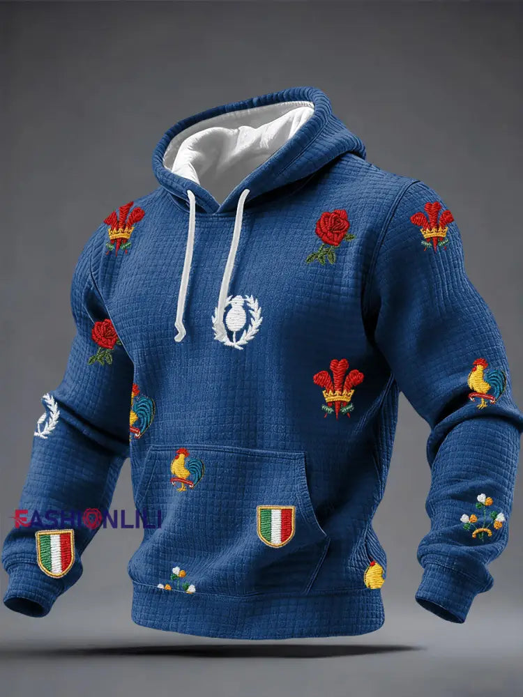Men’s 6 Nations Rugby Lover Printed Hoodie Blue / S