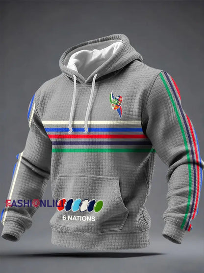 Men’s 6 Nations Rugby Lover Printed Hoodie Light Gray / S