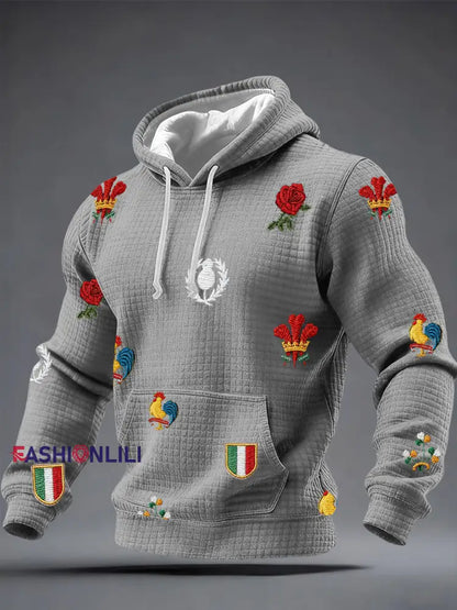 Men’s 6 Nations Rugby Lover Printed Hoodie Light Gray / S