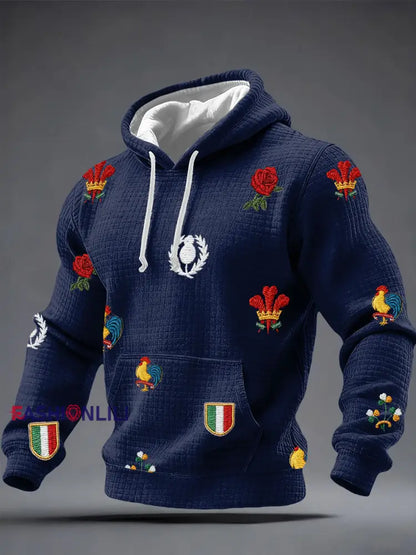 Men’s 6 Nations Rugby Lover Printed Hoodie Navy Blue / S
