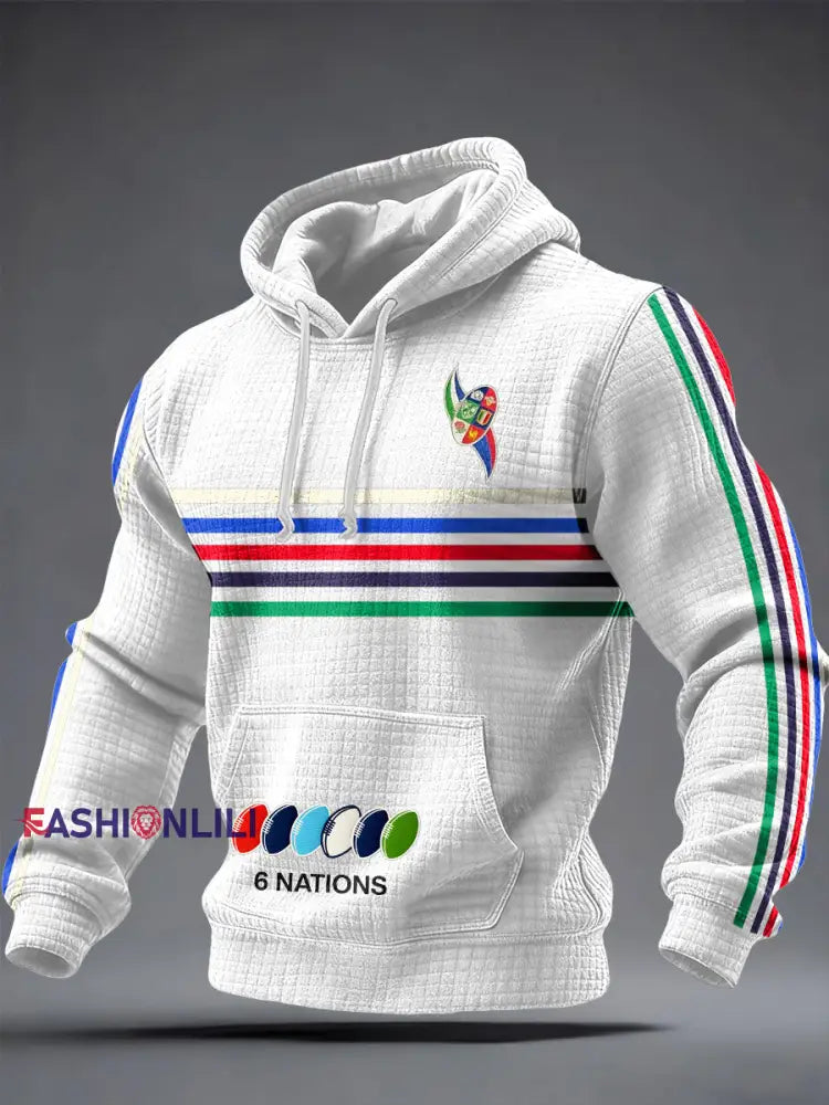 Men’s 6 Nations Rugby Lover Printed Hoodie White / S