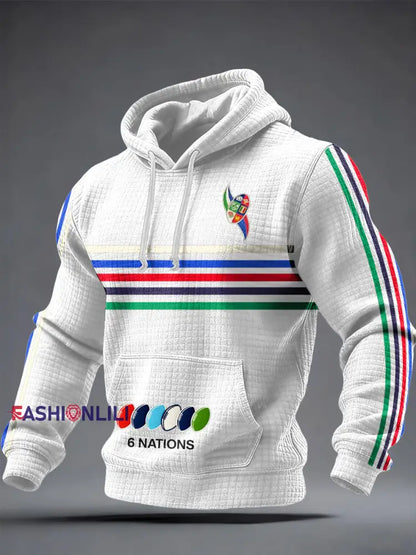 Men’s 6 Nations Rugby Lover Printed Hoodie White / S