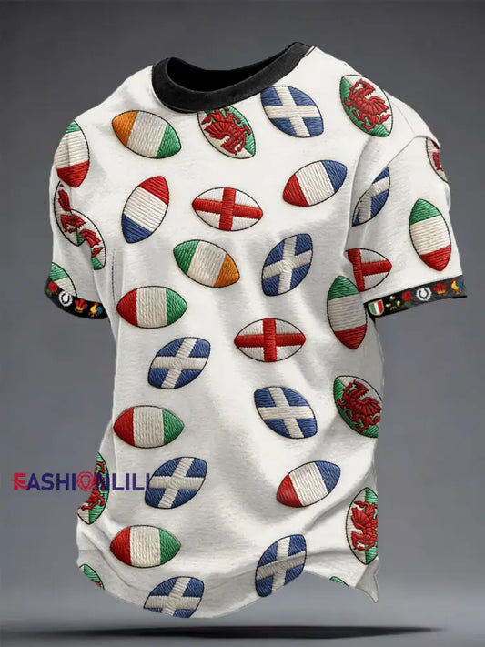 Men’s 6 Nations Rugby Lover Printed T-shirt As picture / S