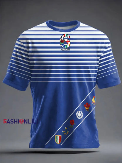 Men’s 6 Nations Rugby Lover Printed T-shirt Blue / S