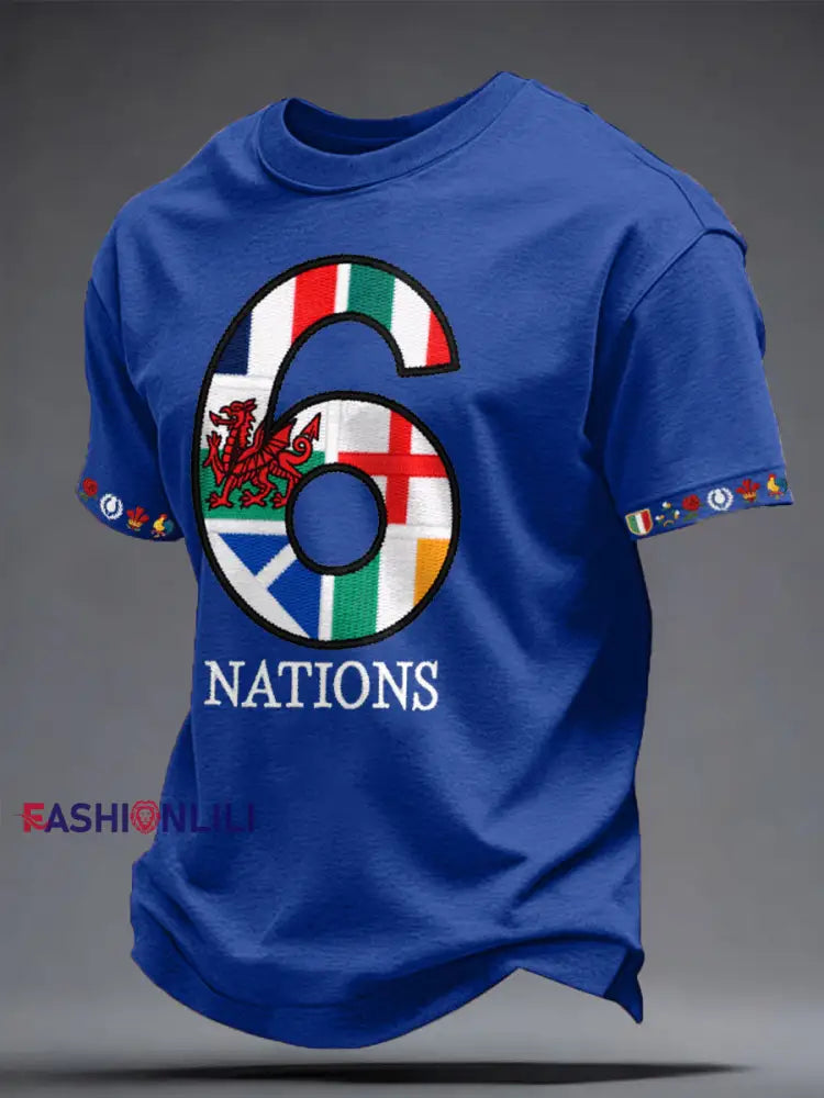 Men’s 6 Nations Rugby Lover Printed T-shirt Blue / S