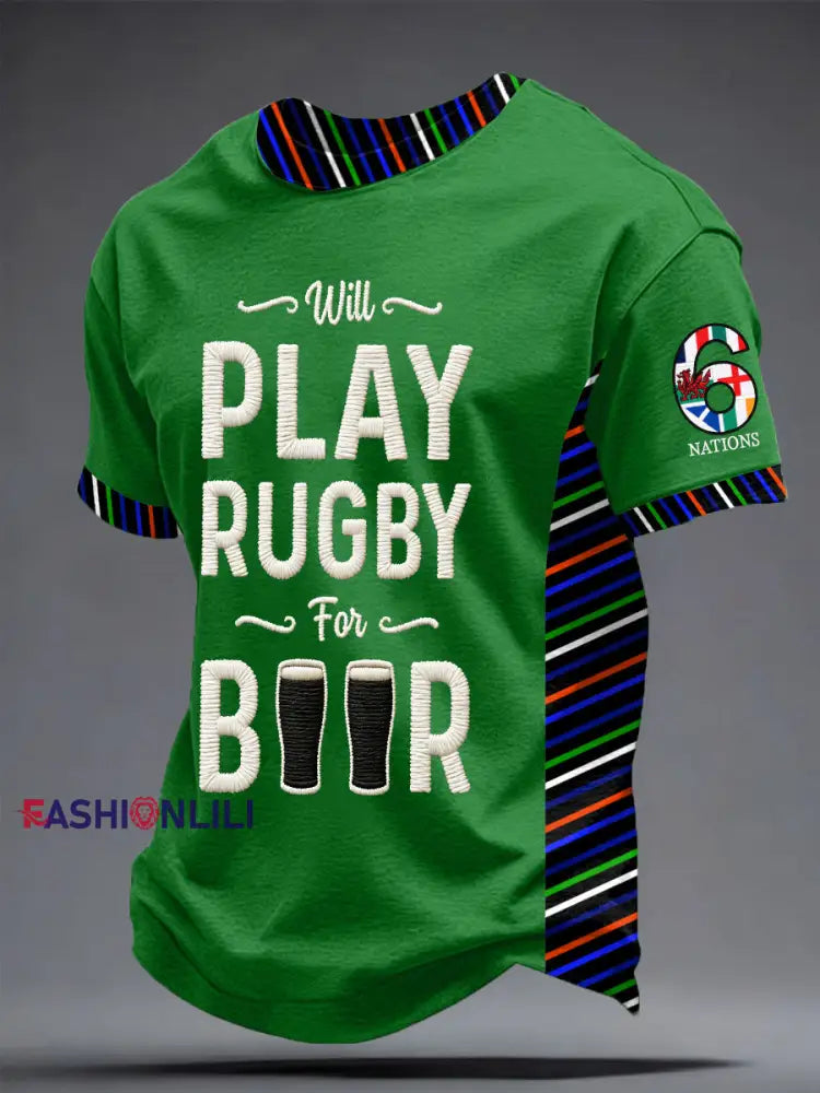 Men’s 6 Nations Rugby Lover Printed T-shirt Green / S