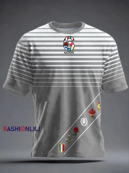 Men’s 6 Nations Rugby Lover Printed T-shirt Light Gray / S