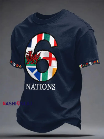 Men’s 6 Nations Rugby Lover Printed T-shirt Navy Blue / S