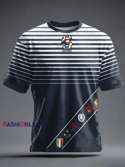 Men’s 6 Nations Rugby Lover Printed T-shirt Navy Blue / S