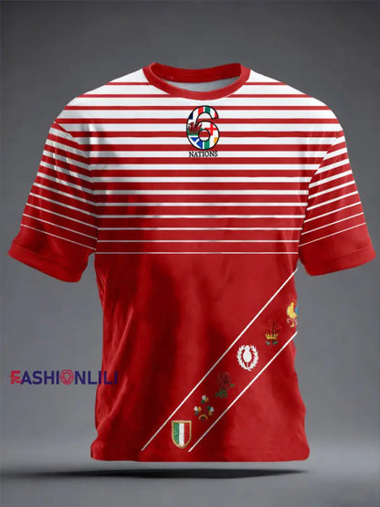 Men’s 6 Nations Rugby Lover Printed T-shirt Red / S