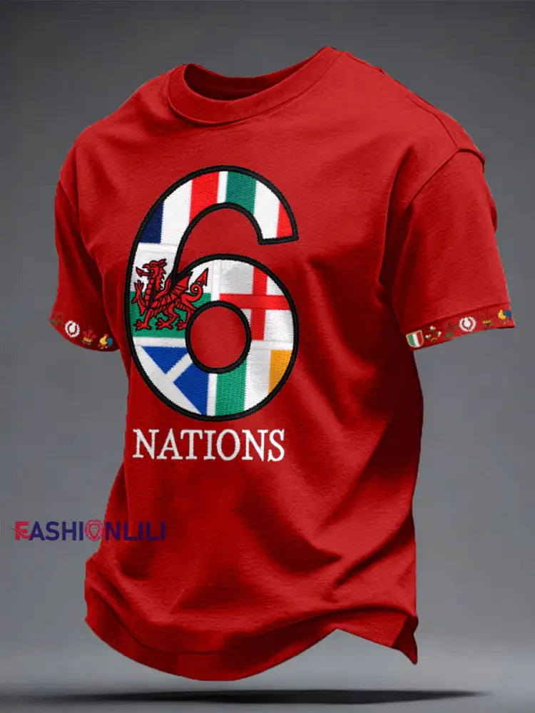 Men’s 6 Nations Rugby Lover Printed T-shirt Red / S