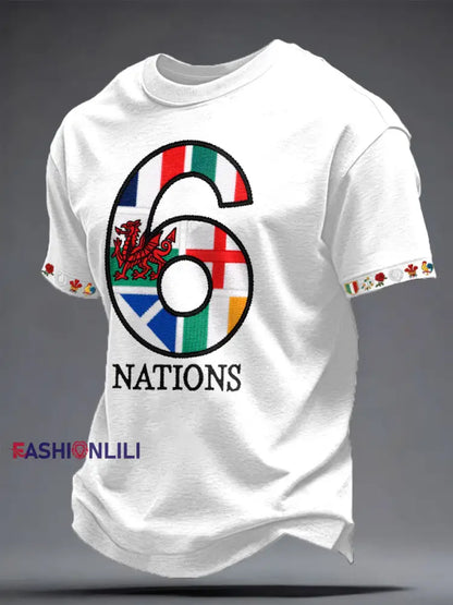 Men’s 6 Nations Rugby Lover Printed T-shirt White / S