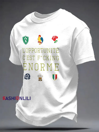 Men’s 6 Nations Rugby Lover Printed T-shirt White / S