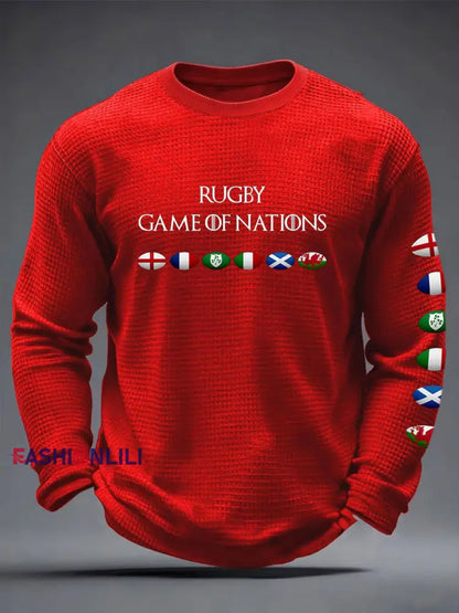 Men’s 6 Nations Rugby Lover Printed Waffle T-shirt Red / S
