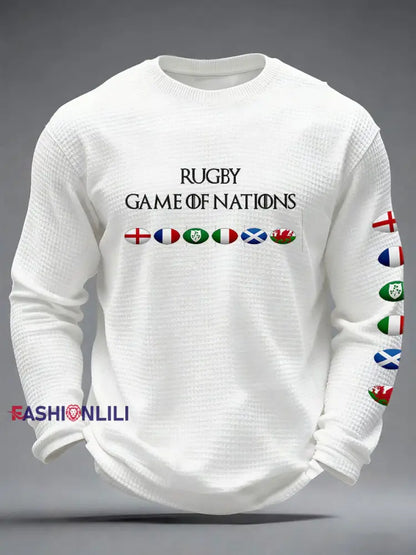 Men’s 6 Nations Rugby Lover Printed Waffle T-shirt White / S
