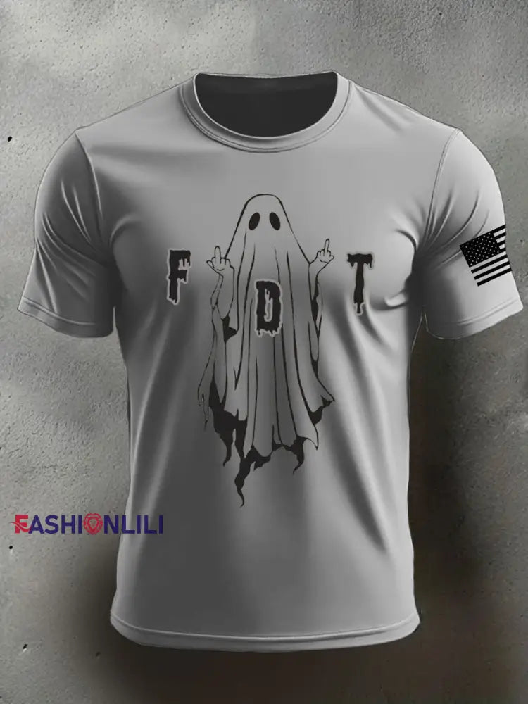 Men’s 8647 FDT Halloween Printed T-shirt Light Gray / S
