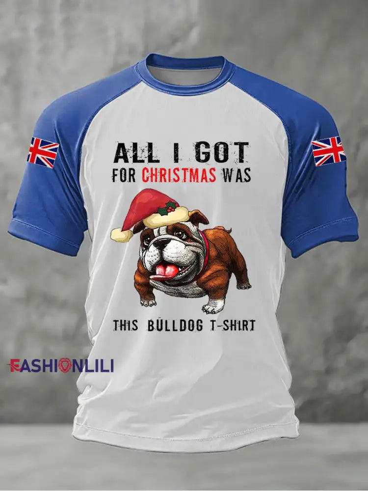 Men’s All I Got For Christmas Was This Bullgog T-shirt Blue / S