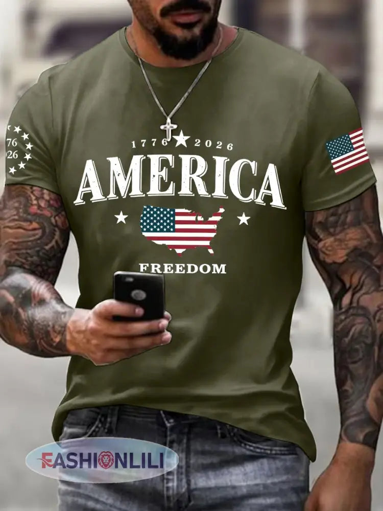 Men’s America 1776-2026 T-Shirt - Army Green / S