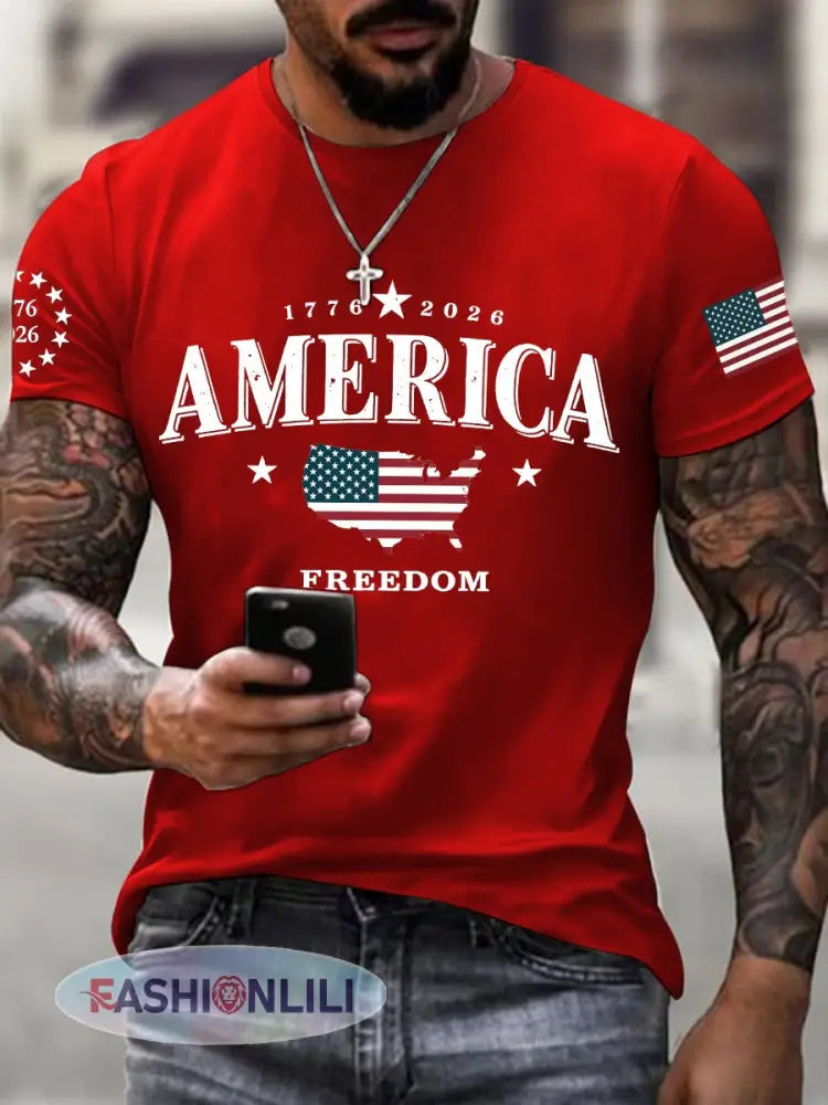 Men’s America 1776-2026 T-Shirt - Red / S