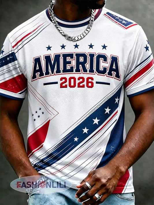 Men’s America Soccer Short Sleeves T-shirt - White / S