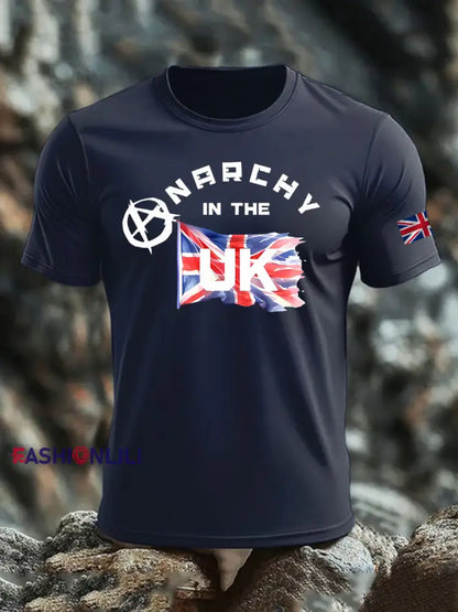 Men’s Anarchy In The UK imitation cotton short-sleeved T-shirt Navy Blue / S
