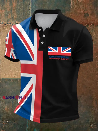 Men’s Armed Force Day Printed Casual Tops Black / S