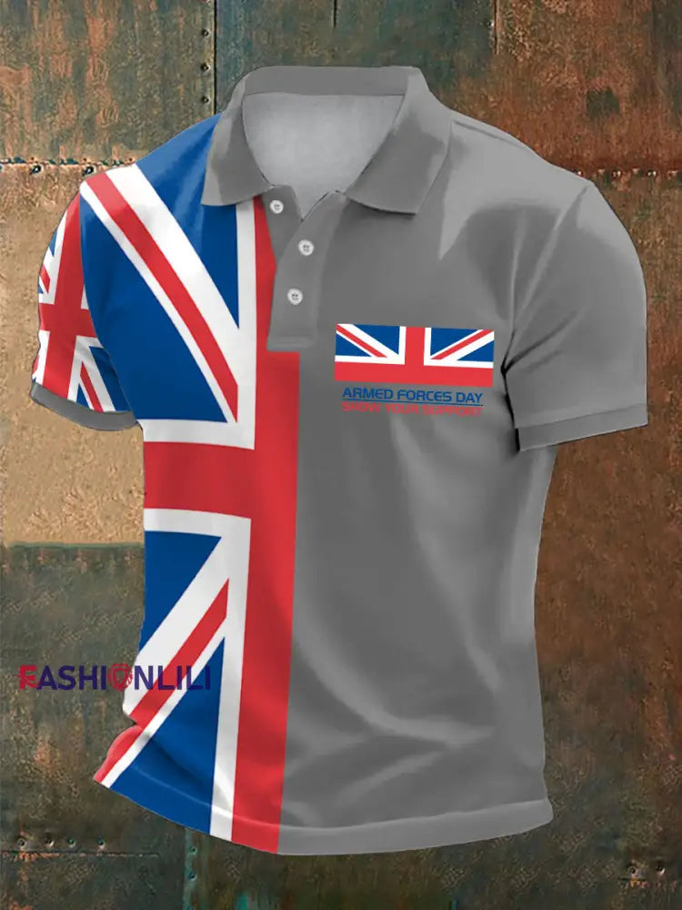 Men’s Armed Force Day Printed Casual Tops Light Gray / S