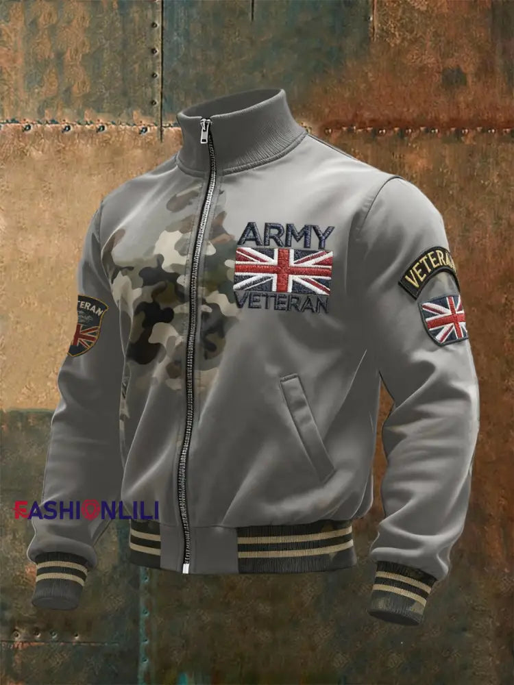 Men’s ARMY VETERAN Print Sweatshirt Gray / S