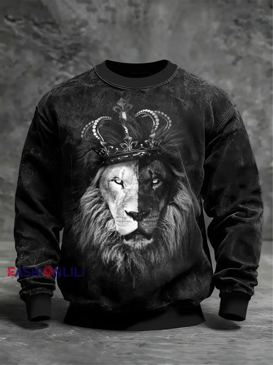 Men’s Art Lion Crew Neck Sweatshirt Black / S