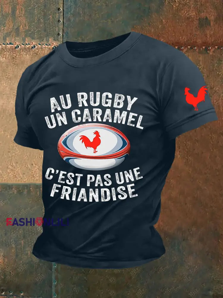 Men’s Au Rugby Un Caramel C’est Pas Une Friandise Short Sleeves T-shirt Navy Blue / S