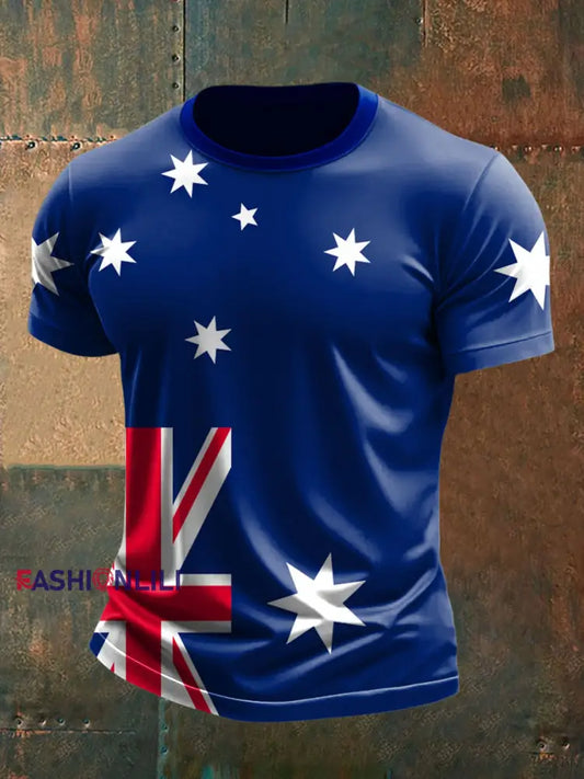 Men’s Australia Flag Print short sleeves t-shirt Navy Blue / S