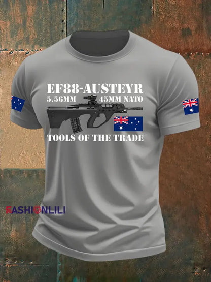 Men’s Australia Veteran Print imitation cotton short-sleeved T-shirt Light Gray / S