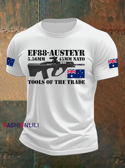 Men’s Australia Veteran Print imitation cotton short-sleeved T-shirt White / S