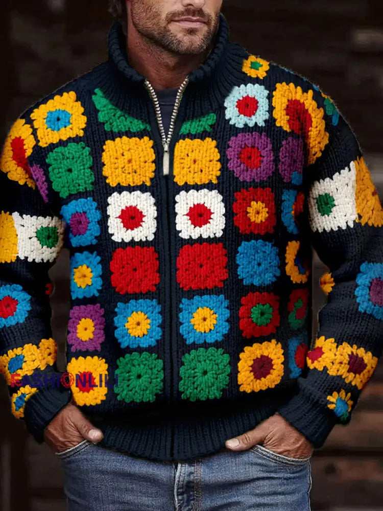 Men’s autumn and winter geometric printed jackets As picture / S