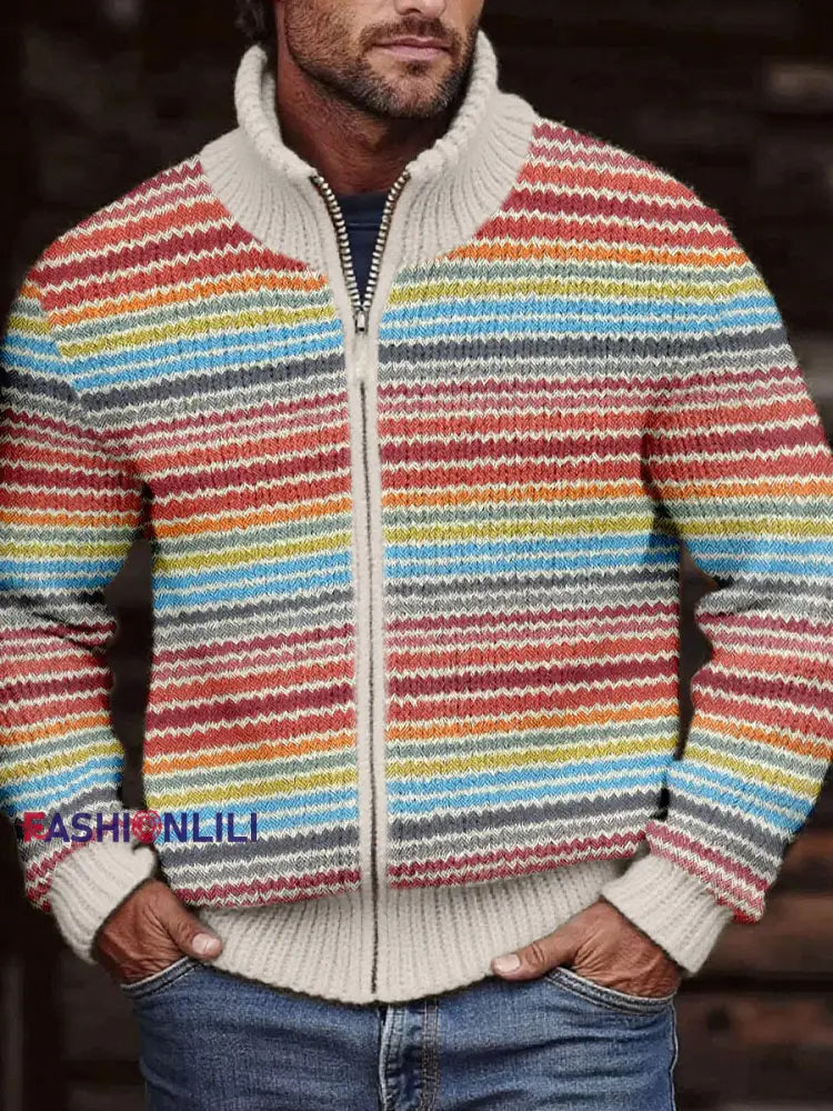 Men’s autumn and winter striped printed jackets As picture / S