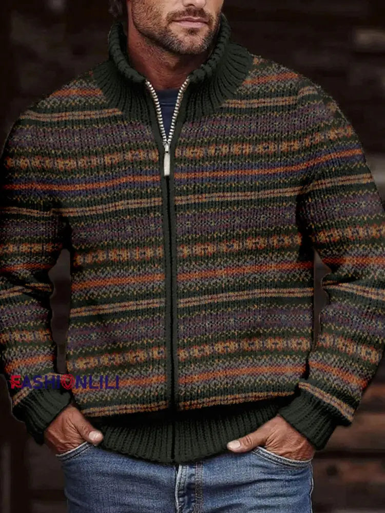 Men’s autumn and winter striped printed jackets As picture / S