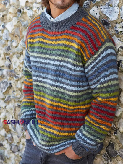 Men’s autumn and winter striped tops