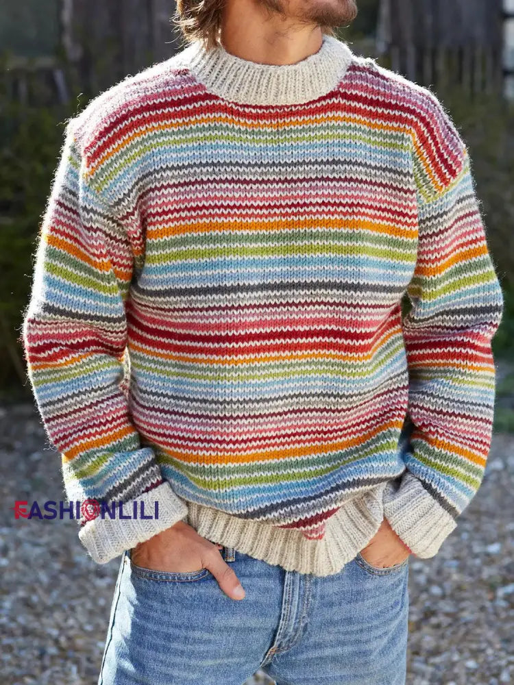 Men’s autumn and winter striped tops