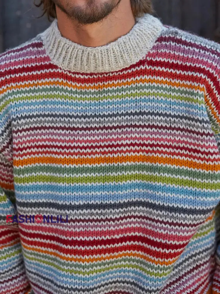 Men’s autumn and winter striped tops