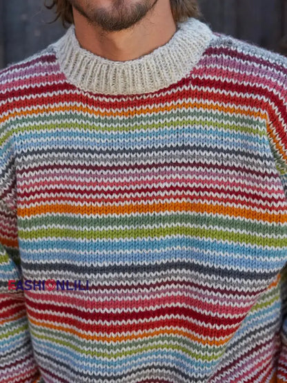 Men’s autumn and winter striped tops