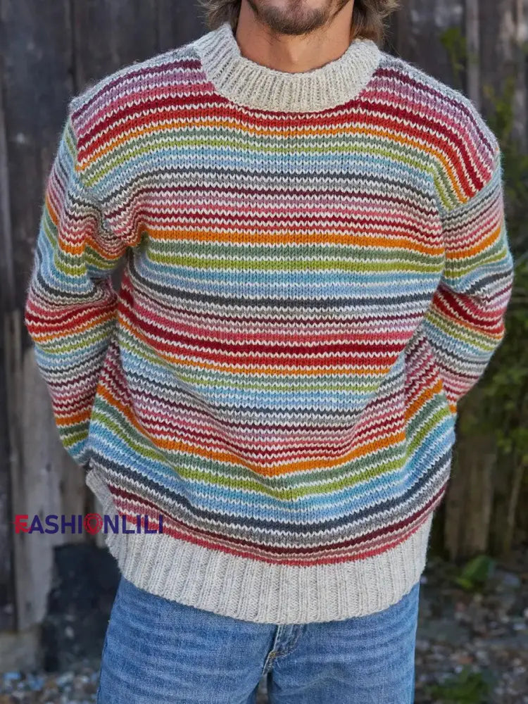 Men’s autumn and winter striped tops