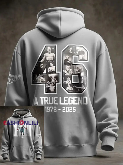 Men’s Boxing Lover Rip Hitman Legend Printed Hoodie Light Gray / S