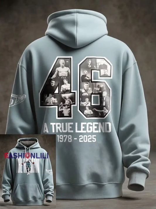 Men’s Boxing Lover Rip Hitman Legend Printed Hoodie Sky Blue / S