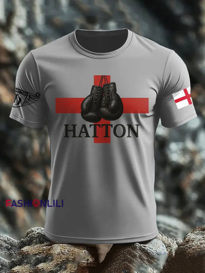Men’s Boxing Lover Rip Hitman Legend Printed T-Shirt Light Gray / S