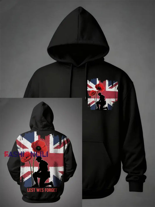Men’s Britain Remembers National Tragedy Oversized Drop-Shoulder Hoodie with Pockets Black / S