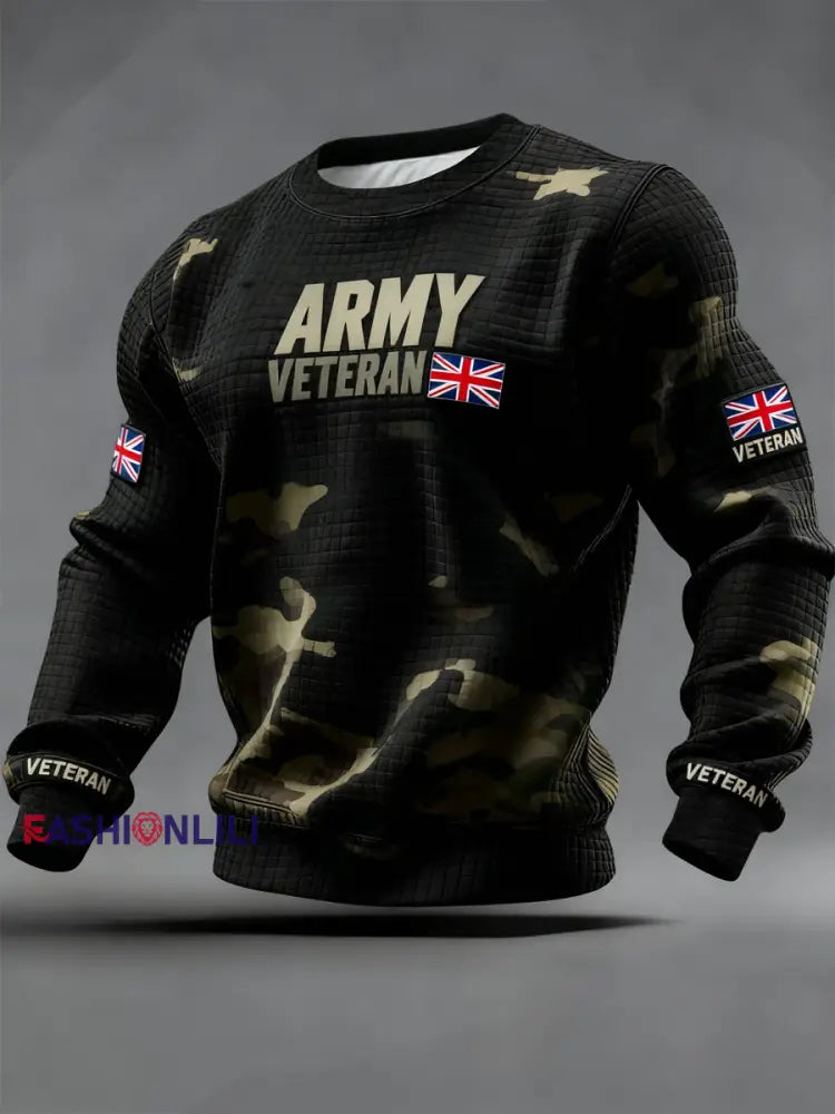 Men’s British ARMY VETERAN Print Sweatshirt Black / S