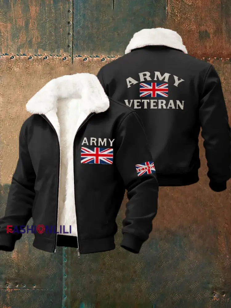 Men’s British ARMY VETERAN Print Sweatshirt Black / S
