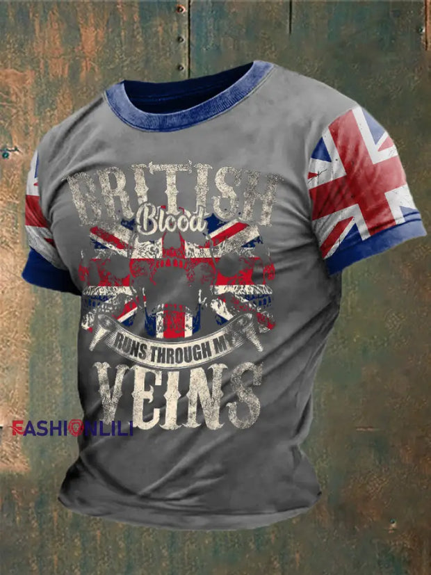 Men’s British Blood Proud Printed T-shirt Light Gray / S