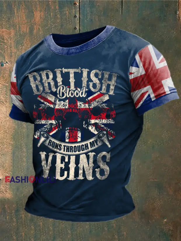 Men’s British Blood Proud Printed T-shirt Navy Blue / S